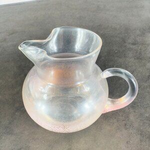 Mid‎ Century Light Pink Glass Pitcher Carafe Miniature With Gold Flecks All Over